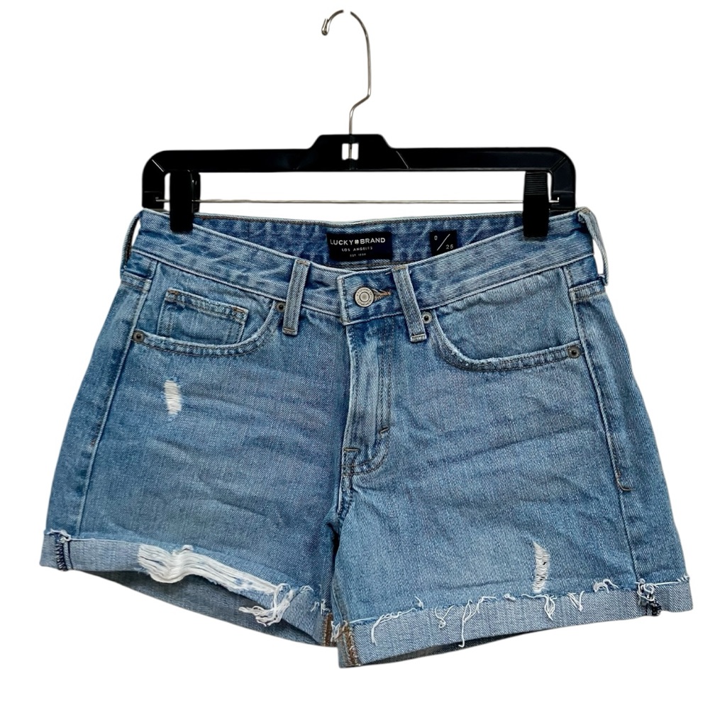 Lucky Brand Boyfriend Short Light Wash Jean Shorts Distressed Womens Size 025